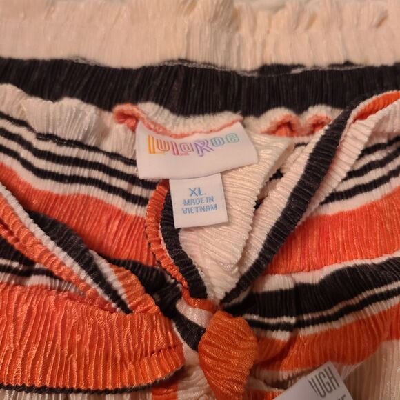 LuLaRoe Dianne XL Crinkle Wide-Leg Paper Bag Ruffle Pants With Tie NWT - Picture 5 of 5